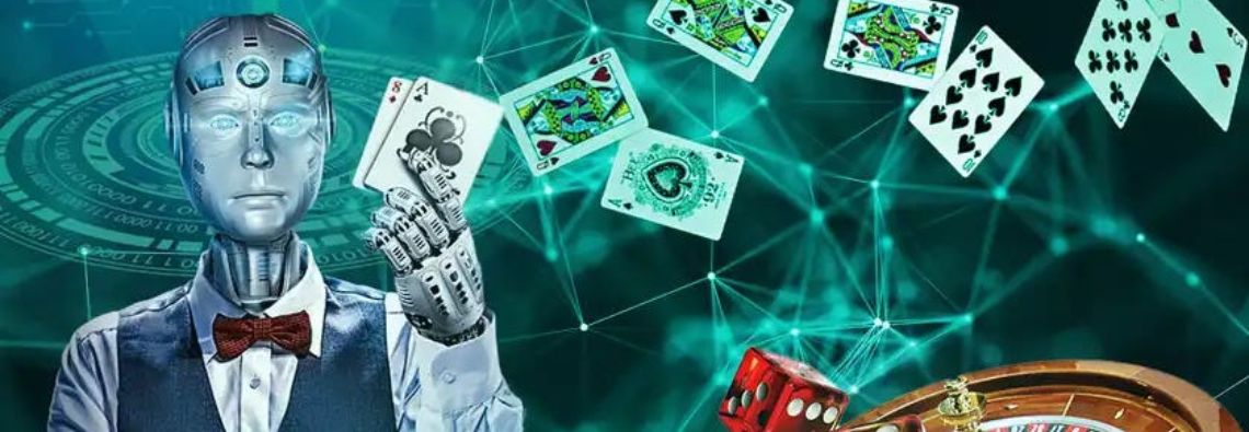 robot with cards in hands